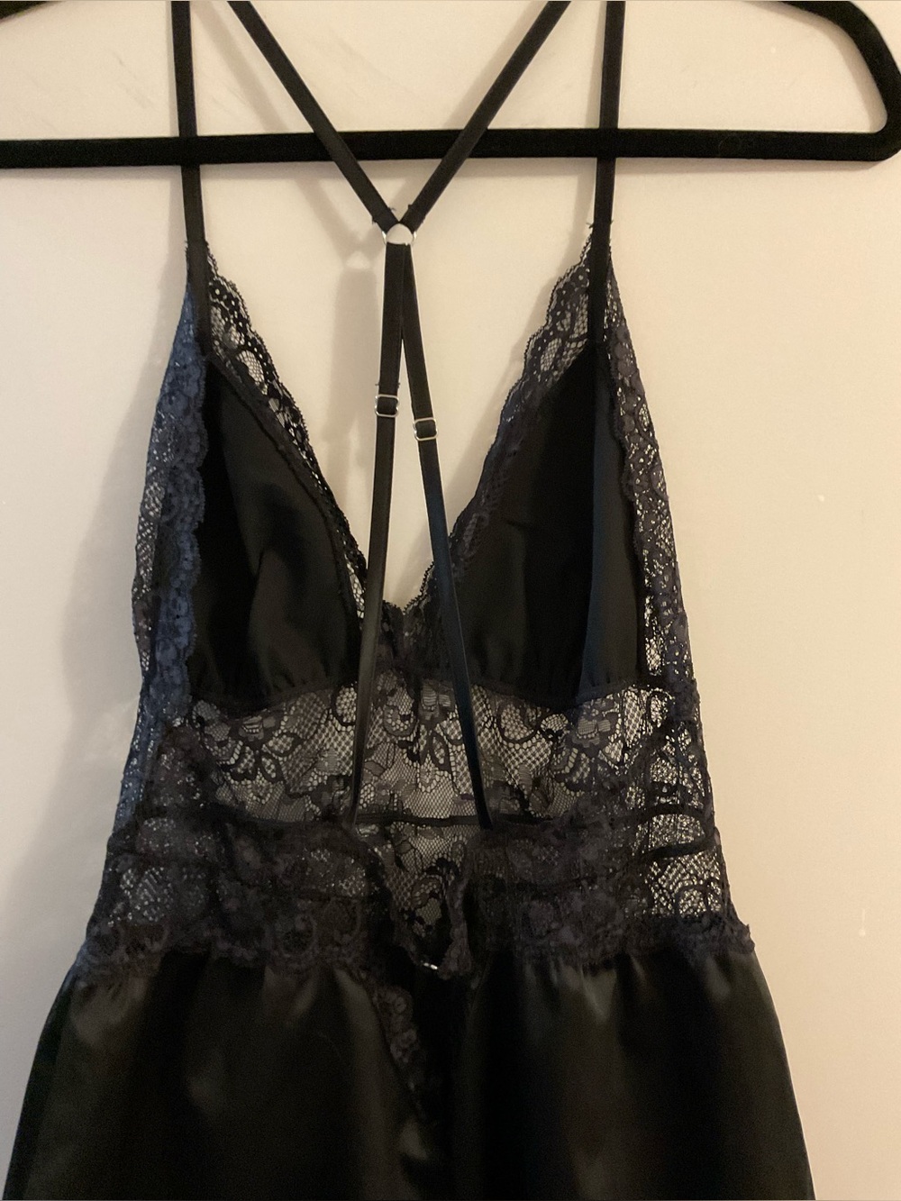 EUC black satin and lace lingerie romper - Picture 8 of 11